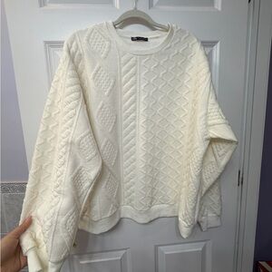 Zara Cream Textured Knit Sweater